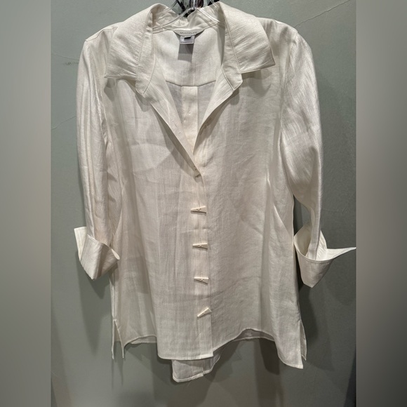 Multiples Cream Button Down Shirt - Picture 1 of 7